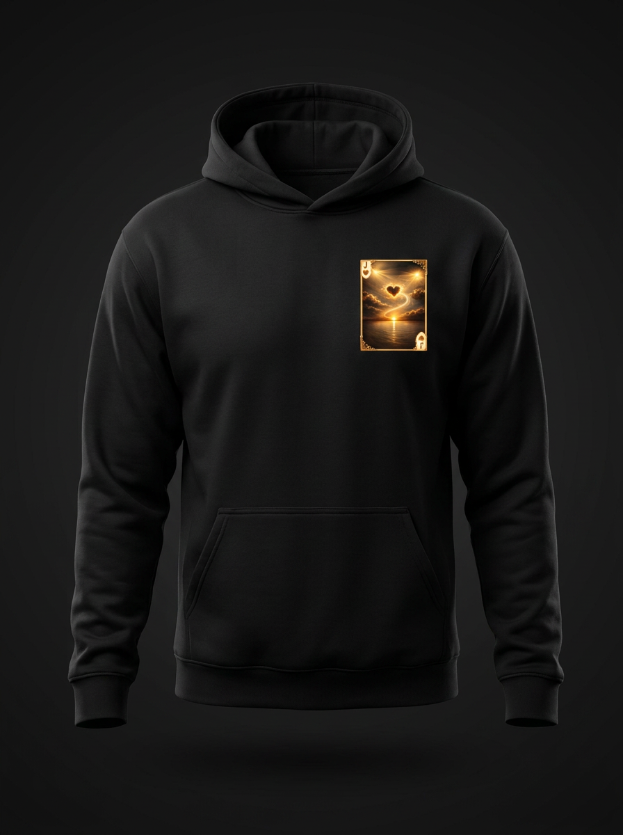 Jazzy Memorial Hoodie – black hoodie with memorial card chest print